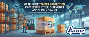An article banner showing a warehouse security scene with a large blue and white Acme logo in the bottom right corner.
